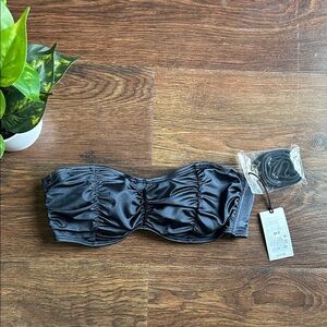 NWT Shade & Shore Black Ruched Bandeau Bikini Top | Bandeau Bikini Top |